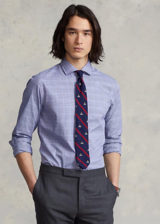 Ralph Lauren mehed kohandatud istuv ruuduline toimse särk PR0V836 5089 ookean sinine/valge