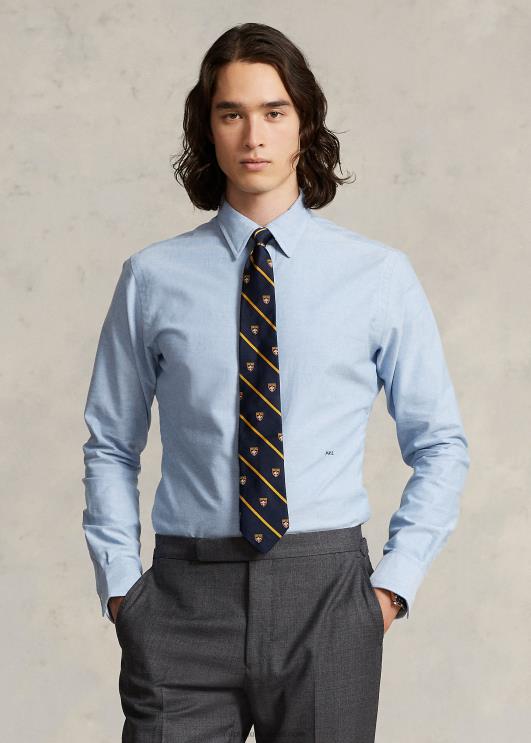 Ralph Lauren mehed kohandatud istuvusega monogramm oxfordi särk PR0V110 sinine