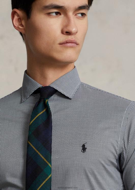 Ralph Lauren mehed kohandatud istuvusega poplinsärk PR0V1037 mini must/valge