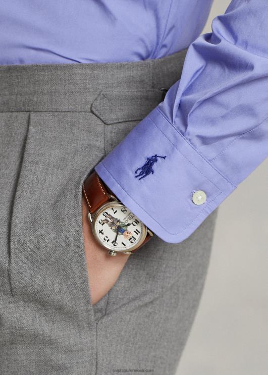 Ralph Lauren mehed kohandatud istuvusega poplinsärk PR0V8476 copen sinine