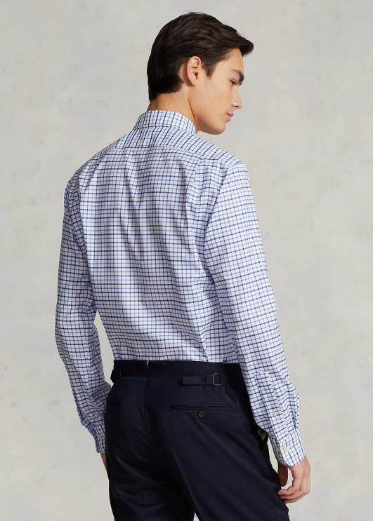 Ralph Lauren mehed kohandatud sobivusega ruuduline oxfordi särk PR0V1189 valge/sinine multi