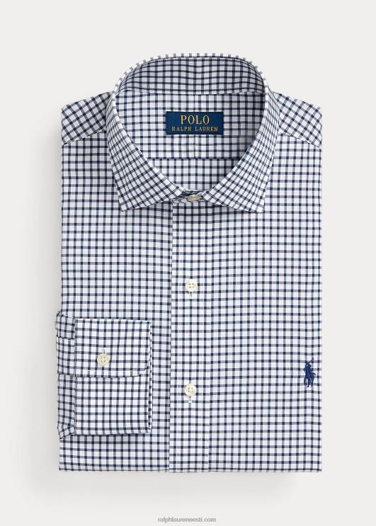 Ralph Lauren mehed kohandatud sobivusega ruuduline poplinsärk PR0V785 mereväe/valge