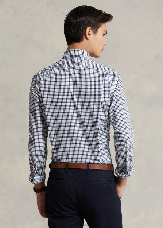 Ralph Lauren mehed kohandatud sobivusega ruuduline poplinsärk PR0V785 mereväe/valge