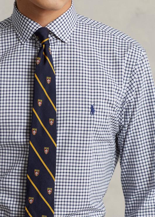 Ralph Lauren mehed kohandatud sobivusega ruuduline poplinsärk PR0V785 mereväe/valge