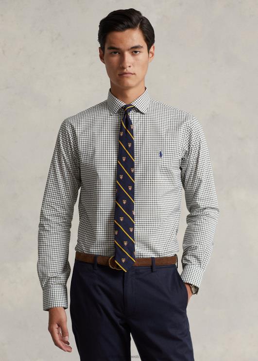 Ralph Lauren mehed kohandatud sobivusega ruuduline poplinsärk PR0V786 klassikaline tume/valge