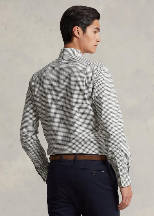 Ralph Lauren mehed kohandatud sobivusega ruuduline poplinsärk PR0V786 klassikaline tume/valge
