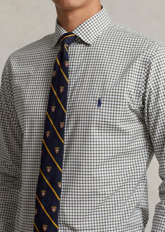 Ralph Lauren mehed kohandatud sobivusega ruuduline poplinsärk PR0V786 klassikaline tume/valge