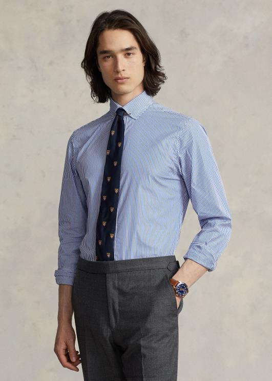 Ralph Lauren mehed regent slim fit triibuline poplinsärk PR0V8619 koobaltsinine/valge