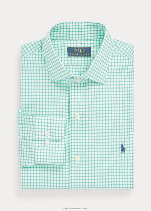 Ralph Lauren mehed slim fit ruuduline poplinsärk PR0V742 Key West roheline/valge