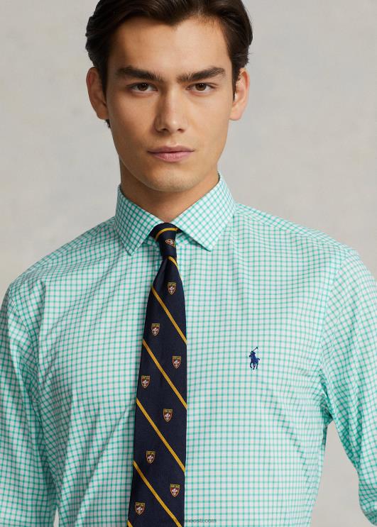 Ralph Lauren mehed slim fit ruuduline poplinsärk PR0V742 Key West roheline/valge