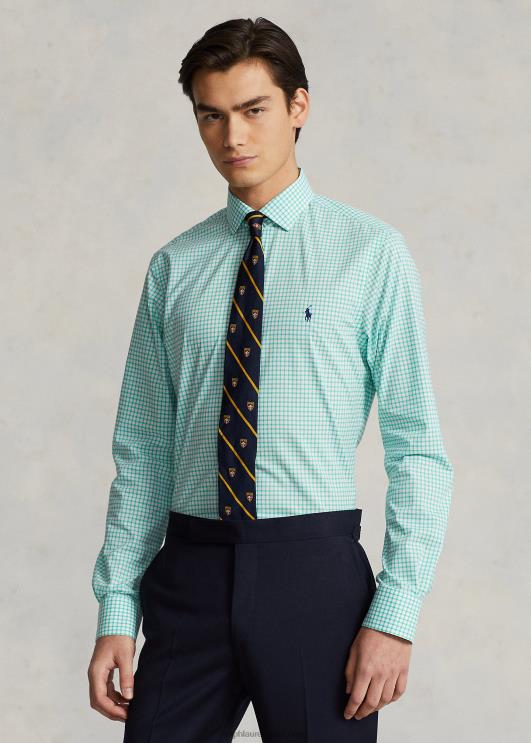 Ralph Lauren mehed slim fit ruuduline poplinsärk PR0V742 Key West roheline/valge
