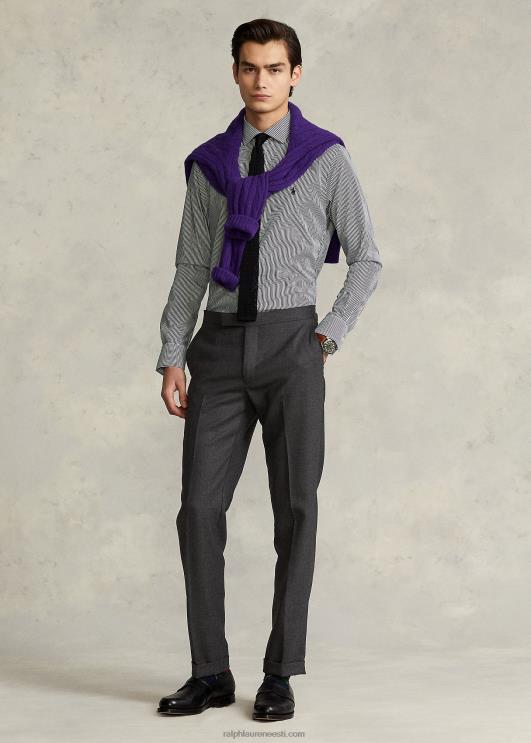 Ralph Lauren mehed slim fit triibuline poplinsärk PR0V1089 must/valge