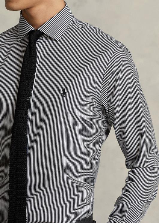 Ralph Lauren mehed slim fit triibuline poplinsärk PR0V1089 must/valge