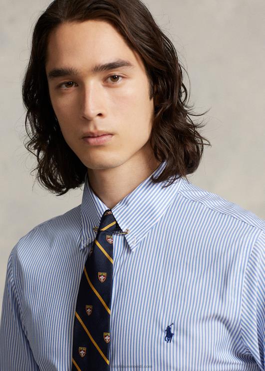 Ralph Lauren mehed slim fit triibuline poplinsärk PR0V379 helesinine/valge