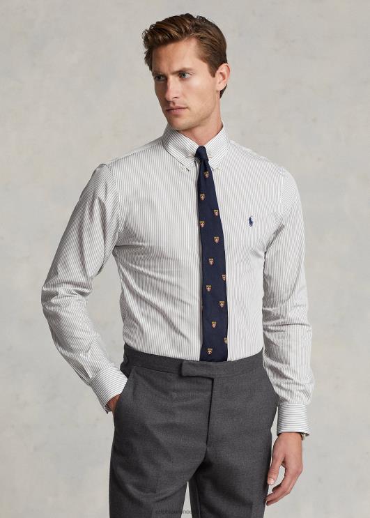 Ralph Lauren mehed slim fit triibuline poplinsärk PR0V381 hall udu