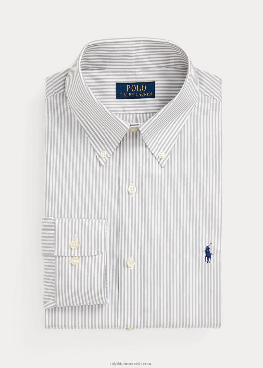 Ralph Lauren mehed slim fit triibuline poplinsärk PR0V381 hall udu