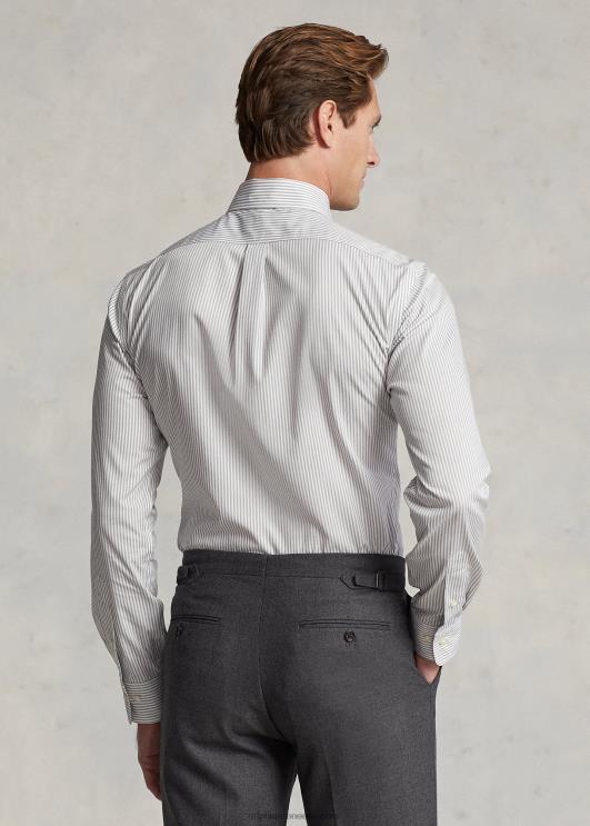 Ralph Lauren mehed slim fit triibuline poplinsärk PR0V381 hall udu