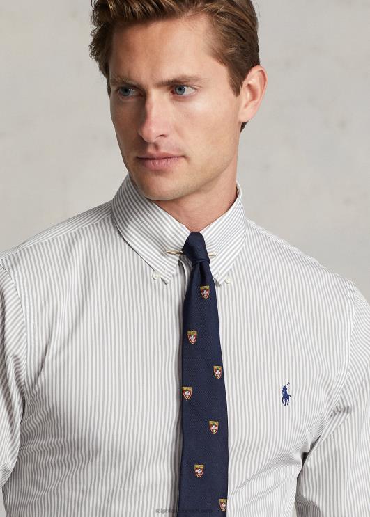 Ralph Lauren mehed slim fit triibuline poplinsärk PR0V381 hall udu