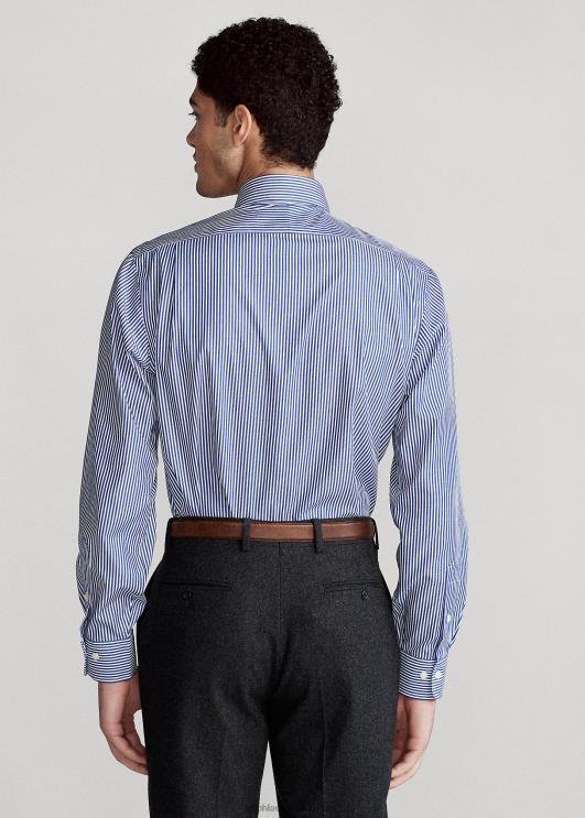 Ralph Lauren mehed triibuline kergesti hooldatav veniv poplinsärk – sobib hästi PR0V1003 kuninglik/valge