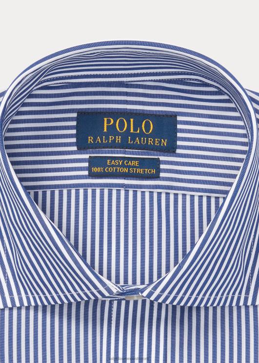 Ralph Lauren mehed triibuline kergesti hooldatav veniv poplinsärk – sobib hästi PR0V1003 kuninglik/valge