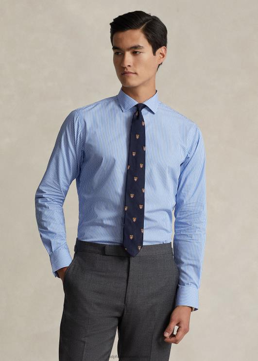 Ralph Lauren mehed triibuline kergesti hooldatav veniv poplinsärk – sobib hästi PR0V448 taevasinine/valge