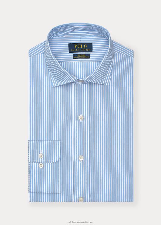 Ralph Lauren mehed triibuline kergesti hooldatav veniv poplinsärk – sobib hästi PR0V448 taevasinine/valge