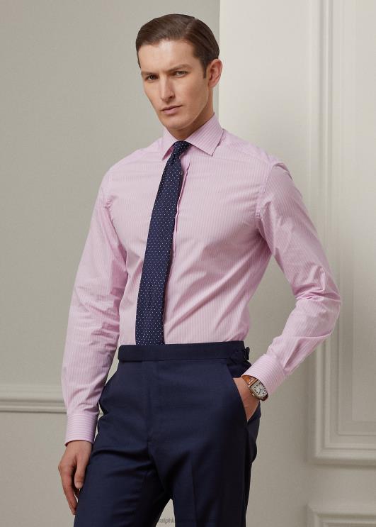 Ralph Lauren mehed triibuline otsast otsas särk PR0V54 roosa/valge