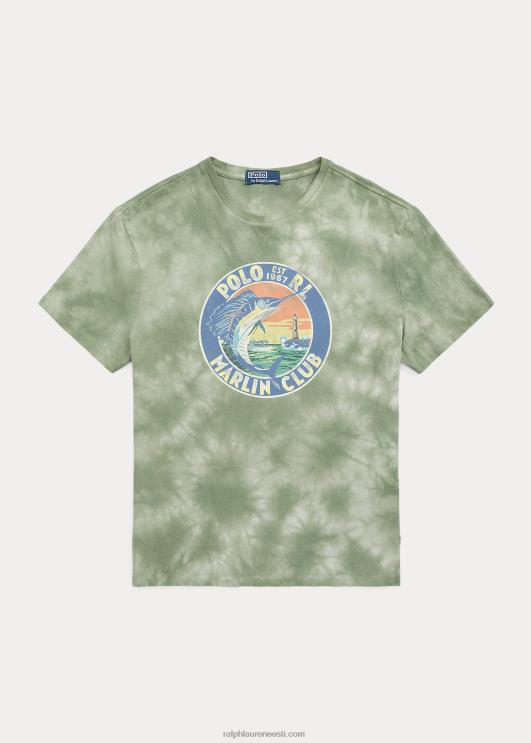 Ralph Lauren mehed Klassikalise istmega graafilise trikoo T-särk PR0V529 lasti roheline