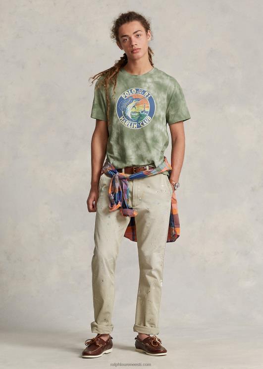 Ralph Lauren mehed Klassikalise istmega graafilise trikoo T-särk PR0V529 lasti roheline