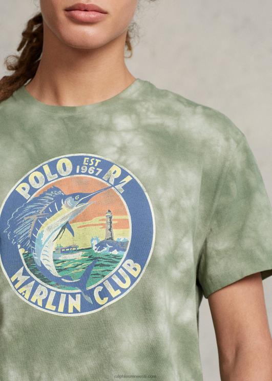 Ralph Lauren mehed Klassikalise istmega graafilise trikoo T-särk PR0V529 lasti roheline