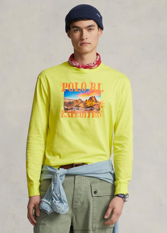 Ralph Lauren mehed Klassikalise istmega trikoo graafiline T-särk PR0V145 laserkollane