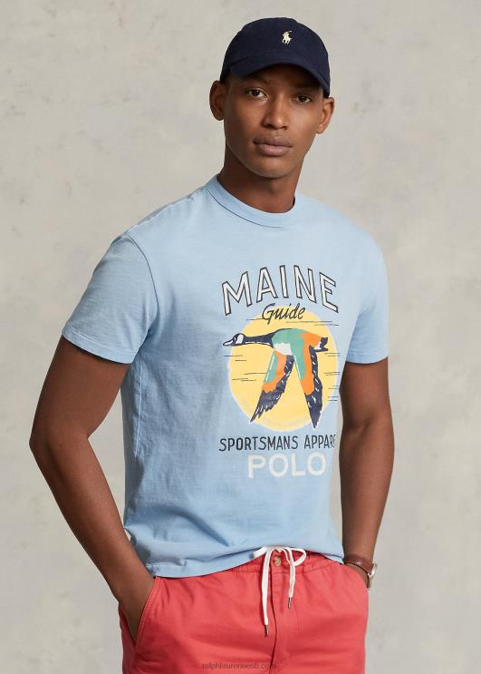 Ralph Lauren mehed Klassikalise istmega trikoo graafiline T-särk PR0V221 carolina sinine