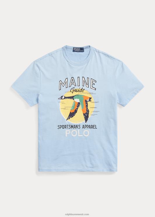 Ralph Lauren mehed Klassikalise istmega trikoo graafiline T-särk PR0V221 carolina sinine