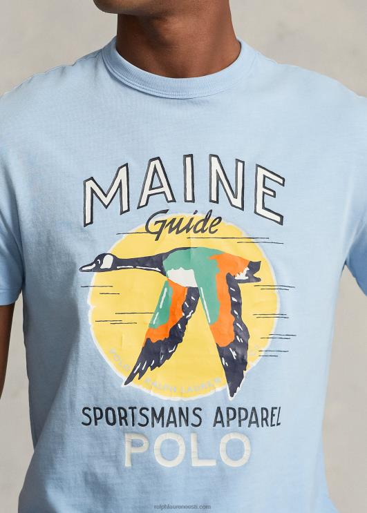 Ralph Lauren mehed Klassikalise istmega trikoo graafiline T-särk PR0V221 carolina sinine