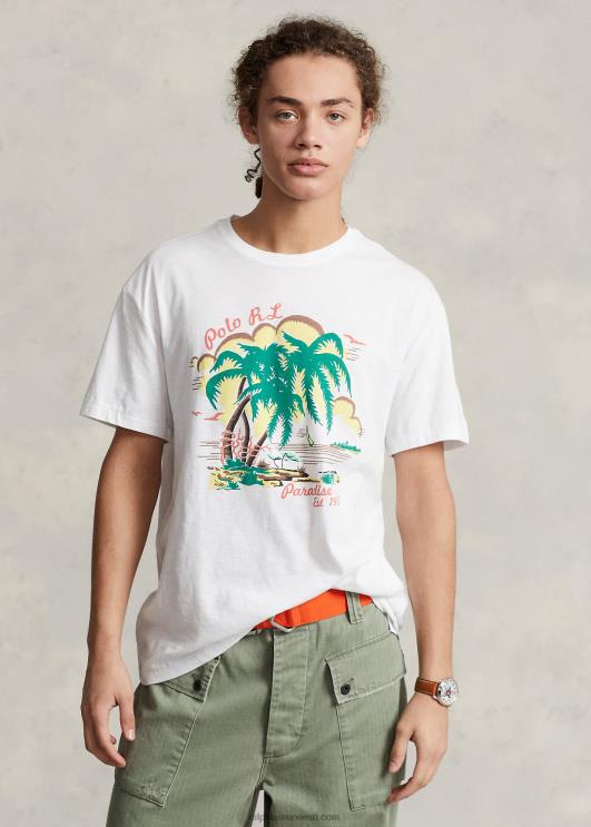 Ralph Lauren mehed Klassikalise istmega trikoo graafiline T-särk PR0V265 nevis