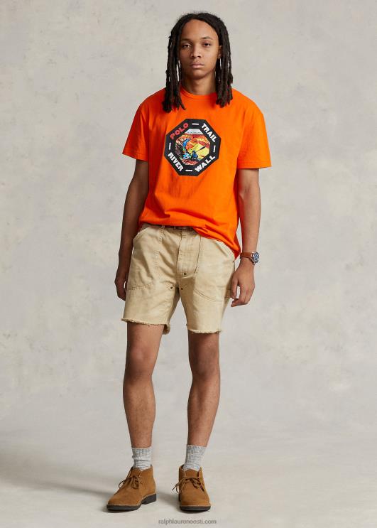Ralph Lauren mehed Klassikalise istmega trikoo graafiline T-särk PR0V686 purjekas oranž