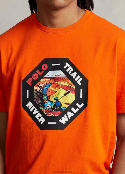 Ralph Lauren mehed Klassikalise istmega trikoo graafiline T-särk PR0V686 purjekas oranž