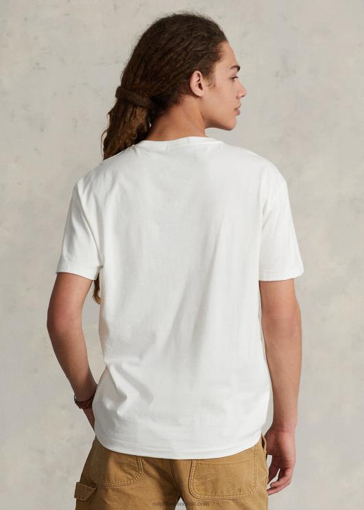 Ralph Lauren mehed Klassikalise istmega trikoo graafiline T-särk PR0V721 tekipesu valge