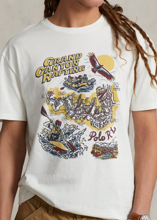 Ralph Lauren mehed Klassikalise istmega trikoo graafiline T-särk PR0V721 tekipesu valge