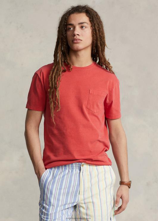 Ralph Lauren mehed Klassikalise istmega trikoo-taskuga T-särk PR0V941 postitus punane