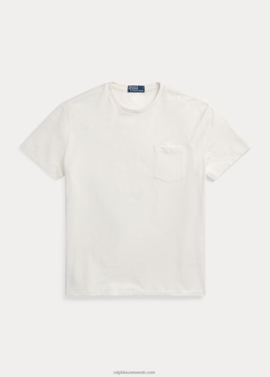 Ralph Lauren mehed Klassikalise istmega trikoo-taskuga T-särk PR0V942 tekipesu valge