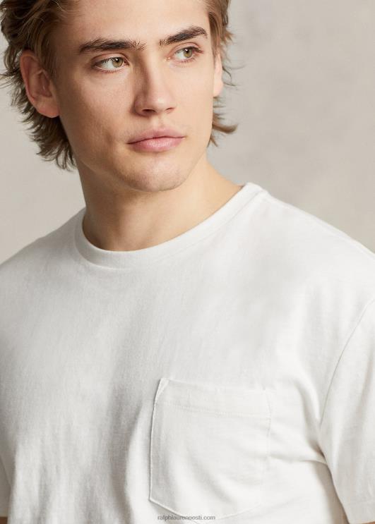 Ralph Lauren mehed Klassikalise istmega trikoo-taskuga T-särk PR0V942 tekipesu valge