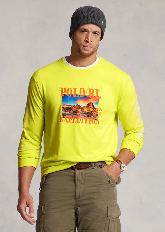 Ralph Lauren mehed jersey graafiline T-särk PR0V1400 laserkollane