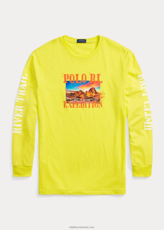 Ralph Lauren mehed jersey graafiline T-särk PR0V1400 laserkollane