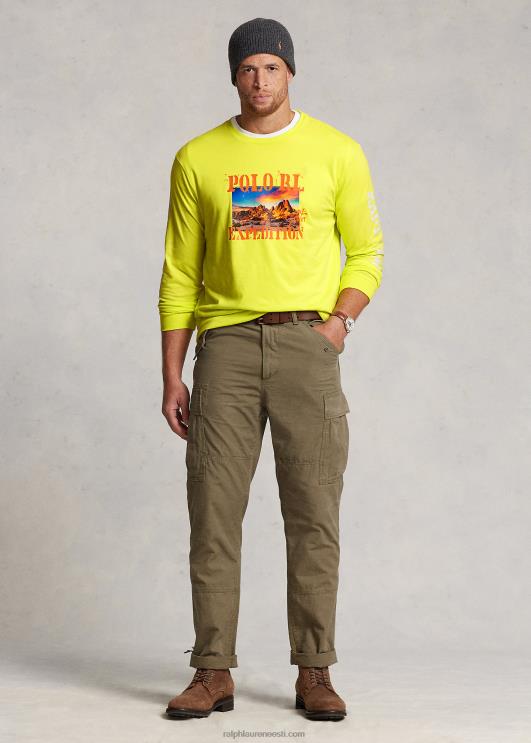 Ralph Lauren mehed jersey graafiline T-särk PR0V1400 laserkollane