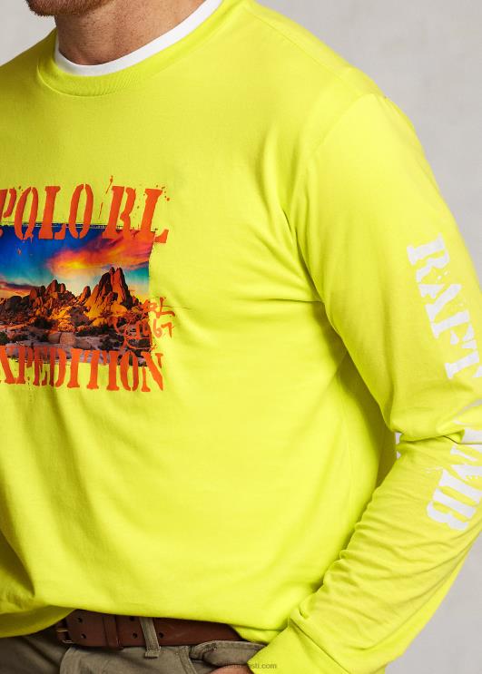 Ralph Lauren mehed jersey graafiline T-särk PR0V1400 laserkollane