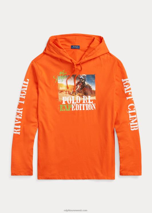 Ralph Lauren mehed jersey graafiline kapuutsiga T-särk PR0V1382 aktiivne oranž