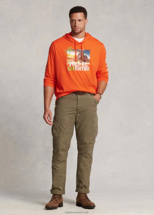 Ralph Lauren mehed jersey graafiline kapuutsiga T-särk PR0V1382 aktiivne oranž