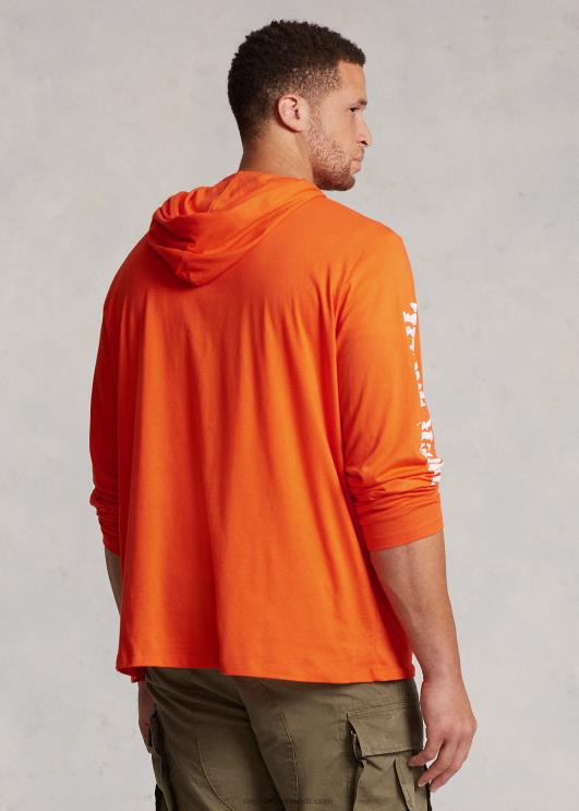 Ralph Lauren mehed jersey graafiline kapuutsiga T-särk PR0V1382 aktiivne oranž