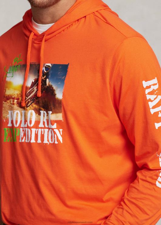 Ralph Lauren mehed jersey graafiline kapuutsiga T-särk PR0V1382 aktiivne oranž